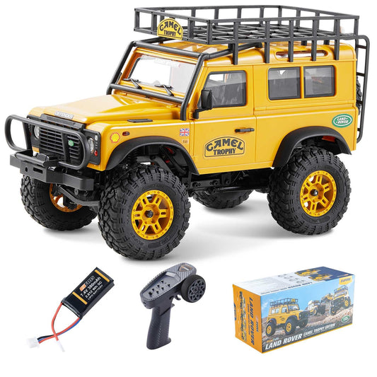 EAZYRC FMS 1/24 FCX24M RC Crawler RTR Land Rover Defender 90 with Licensed 1/24 RC Truck 4X4 Mini RC Truck with Lighting 2.4Ghz Remote ControlBattery(Defender 90)